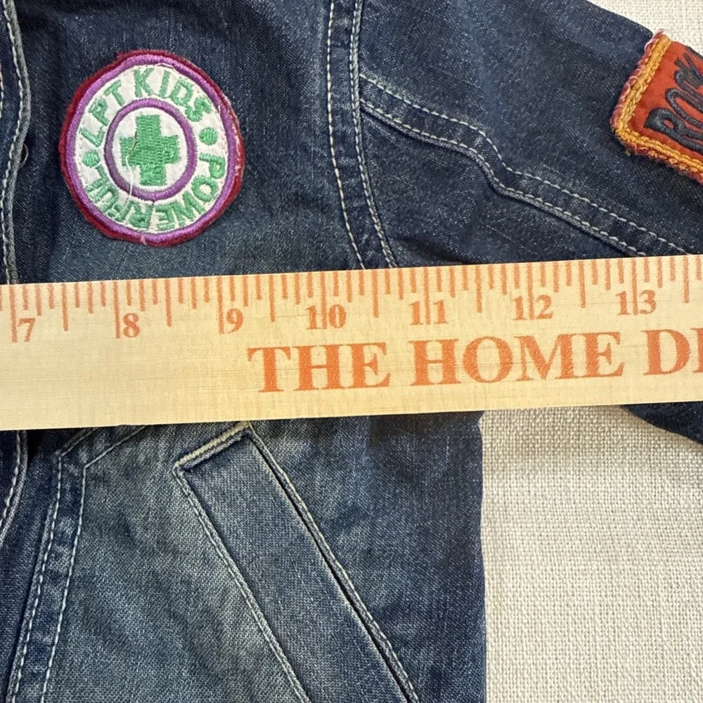 Liliput‎ Premium Boys Denim Jacket 9–12M Blue Patchwork Bomber Jean Coat